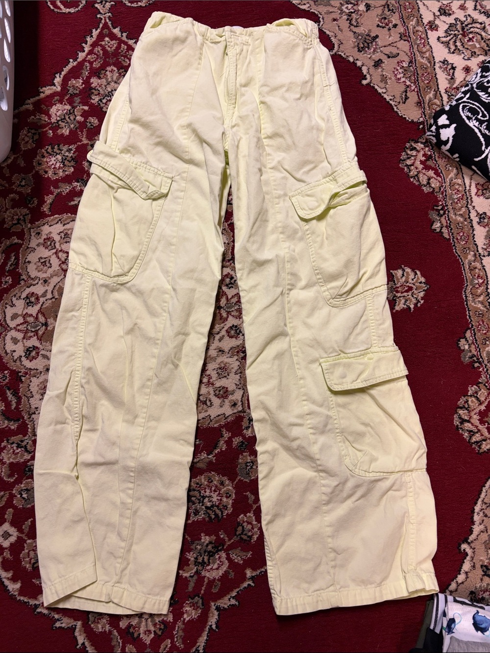 Zara woman’s Cargo Pants in bright Yellow/green